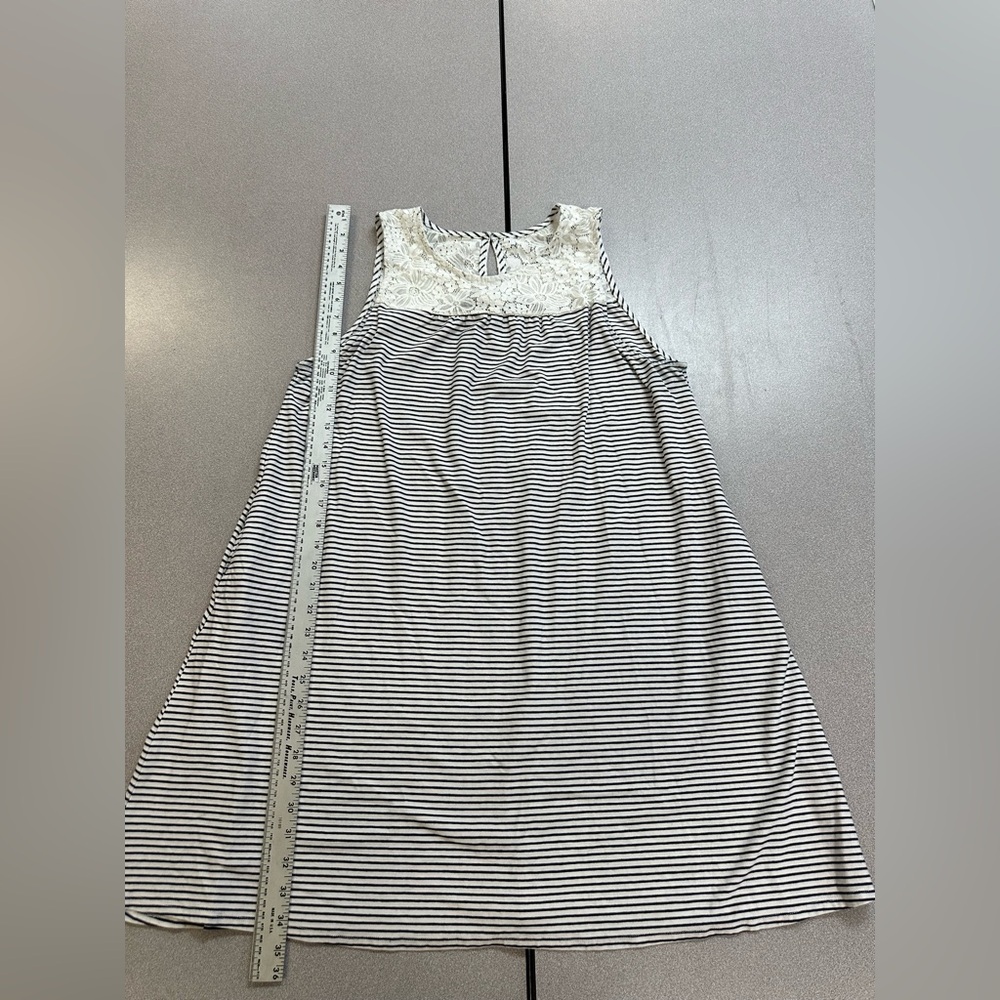 Striped Sleeveless Dress with Lace Detail